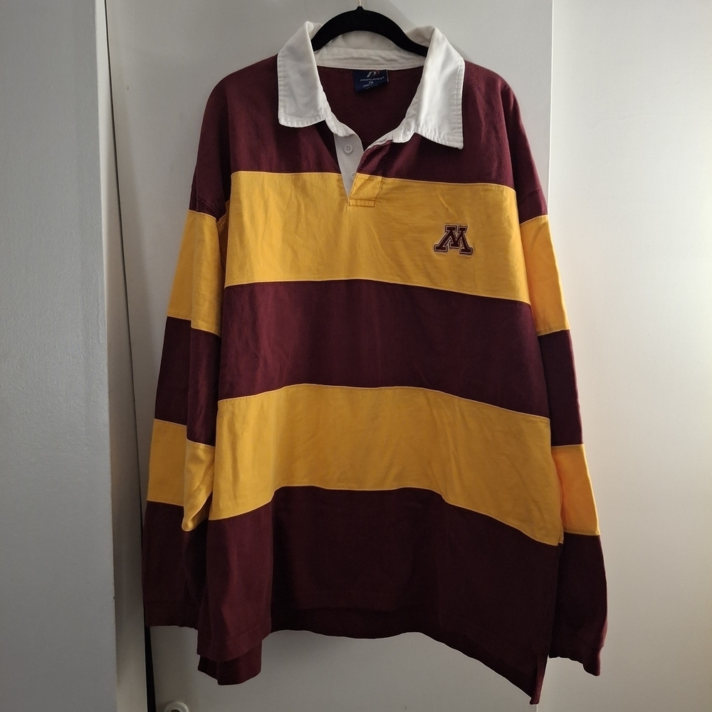 Pro Player Men's Vintage University Of Minnesota Long Sleeve Rugby Shirt